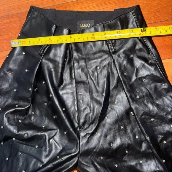 Liu Jo Milano faux leather Black Pants with Stud Accents high waist size 38 EU - Picture 11 of 13